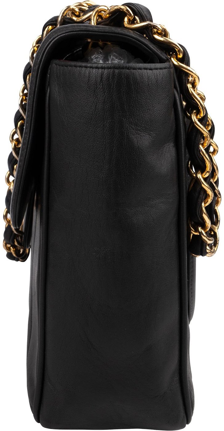 Chanel Vertical Quilted Lambskin 24K Gold Jumbo Single Flap Crossbody Bag