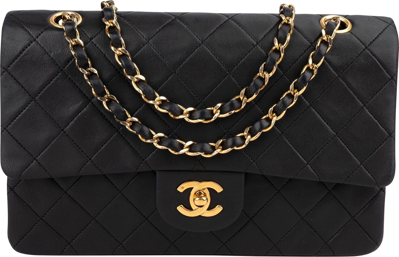 Chanel Quilted Lambskin 24K Gold Medium Double Flap Shoulder Bag