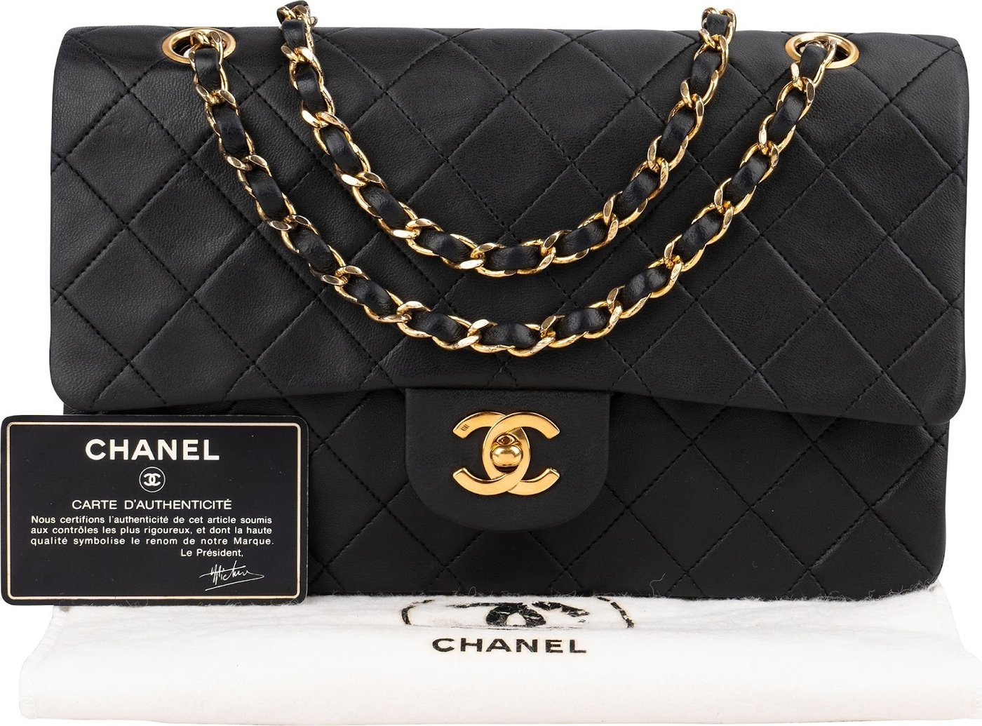 Chanel Quilted Lambskin 24K Gold Medium Double Flap Shoulder Bag