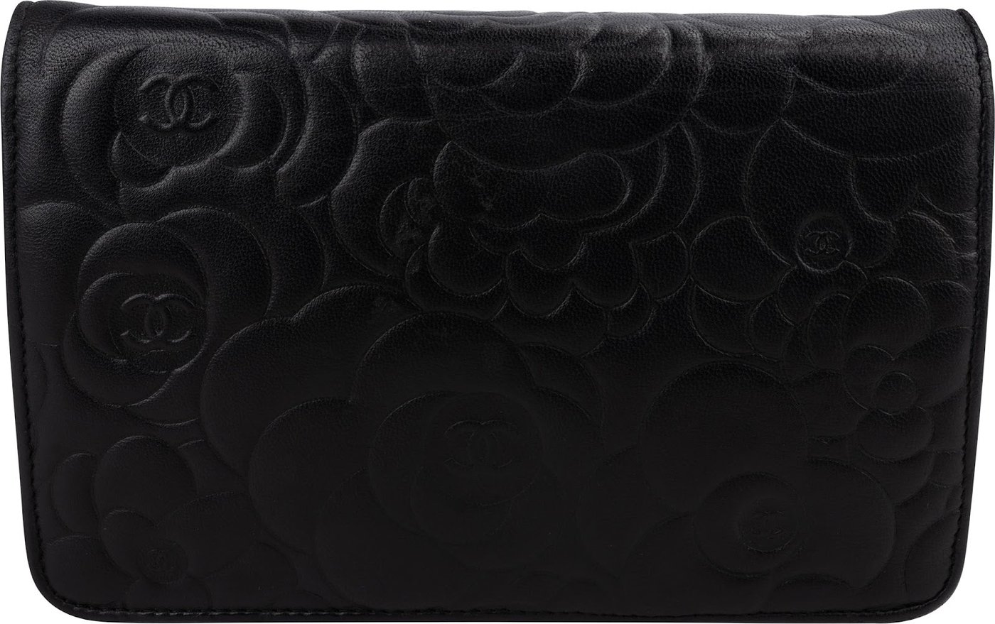 Chanel Camellia Embossed Lambskin Wallet On Chain Crossbody Bag