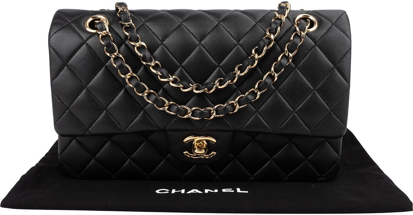 Chanel Quilted Lambskin Medium Double Flap Shoulder Bag