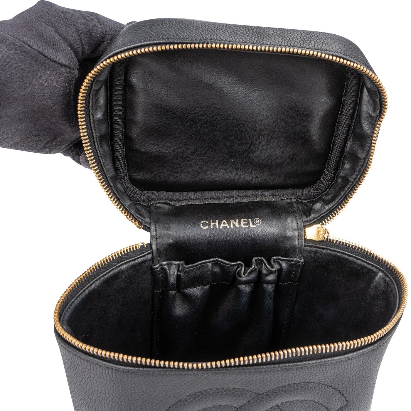Chanel Caviar Leather CC Vanity Case Handbag