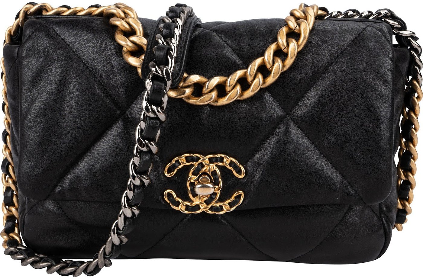 Chanel 19 Quilted Lambskin Single Flap Crossbody Bag Small