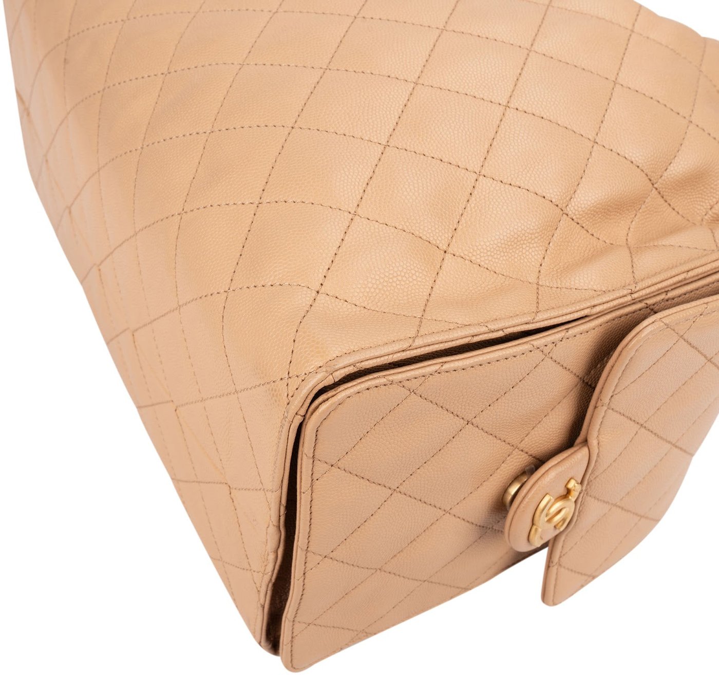 Chanel 25 Medium Quilted Caviar Leather CC Drawstring Shoulder Bag