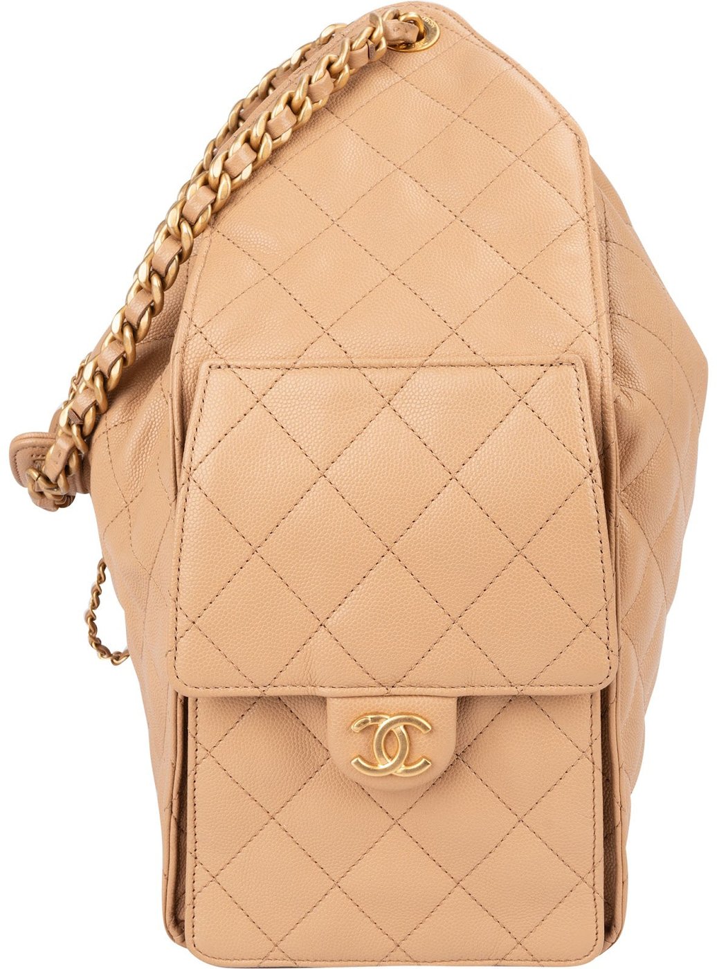 Chanel 25 Medium Quilted Caviar Leather CC Drawstring Shoulder Bag