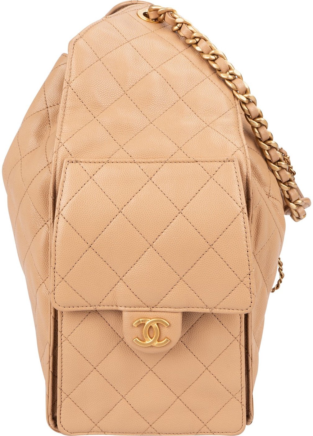 Chanel 25 Medium Quilted Caviar Leather CC Drawstring Shoulder Bag