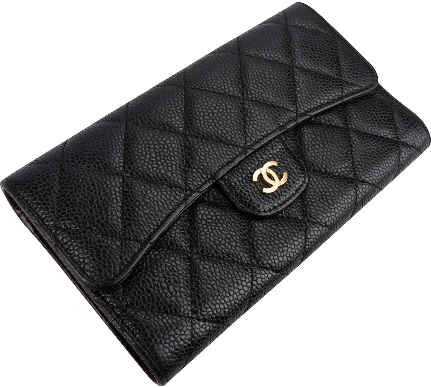 Chanel Quilted Caviar Leather Classic Flap CC Wallet