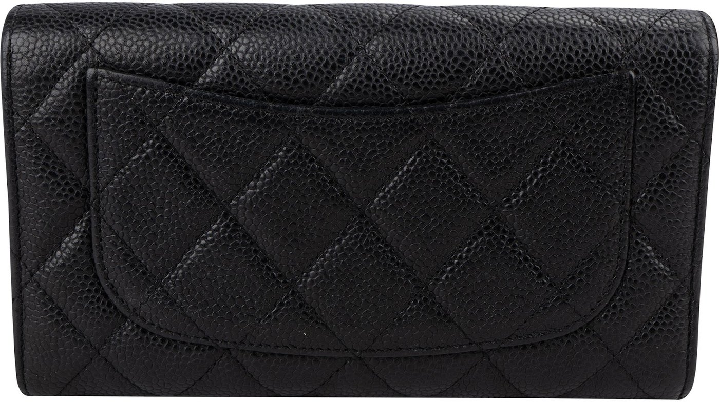 Chanel Quilted Caviar Leather Classic Flap CC Wallet