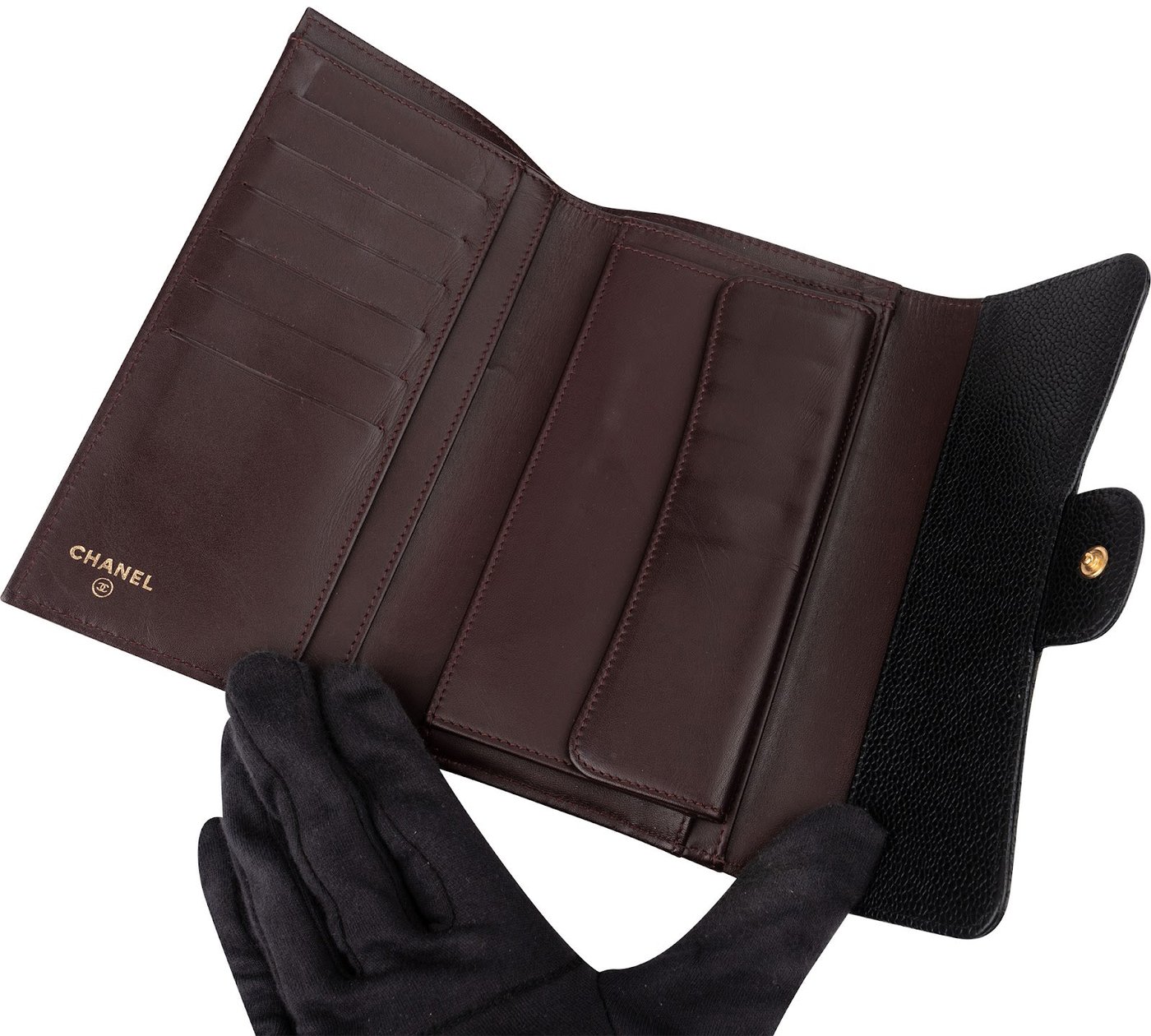 Chanel Quilted Caviar Leather Classic Flap CC Wallet