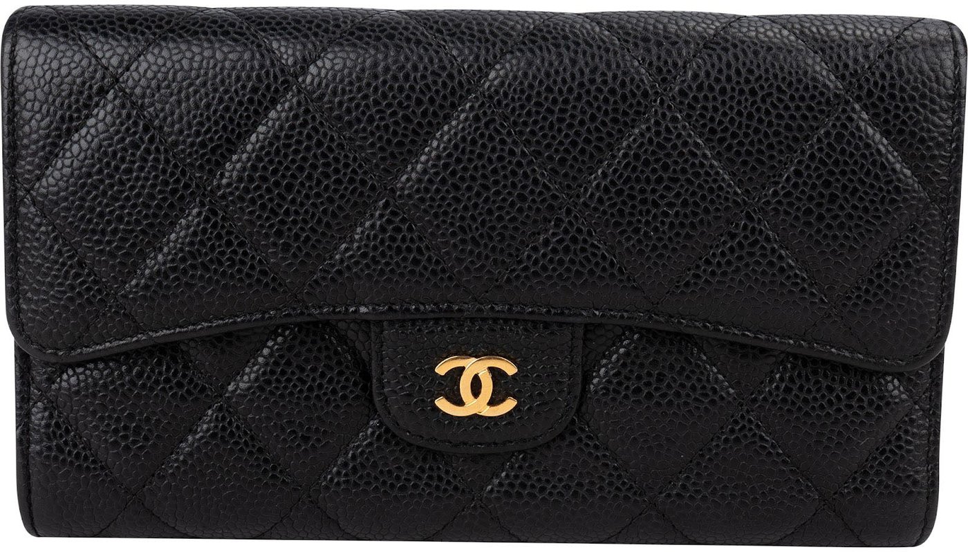 Chanel Quilted Caviar Leather Classic Flap CC Wallet