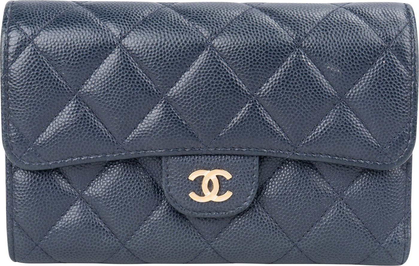 Chanel Quilted Caviar Leather Classic Flap Wallet