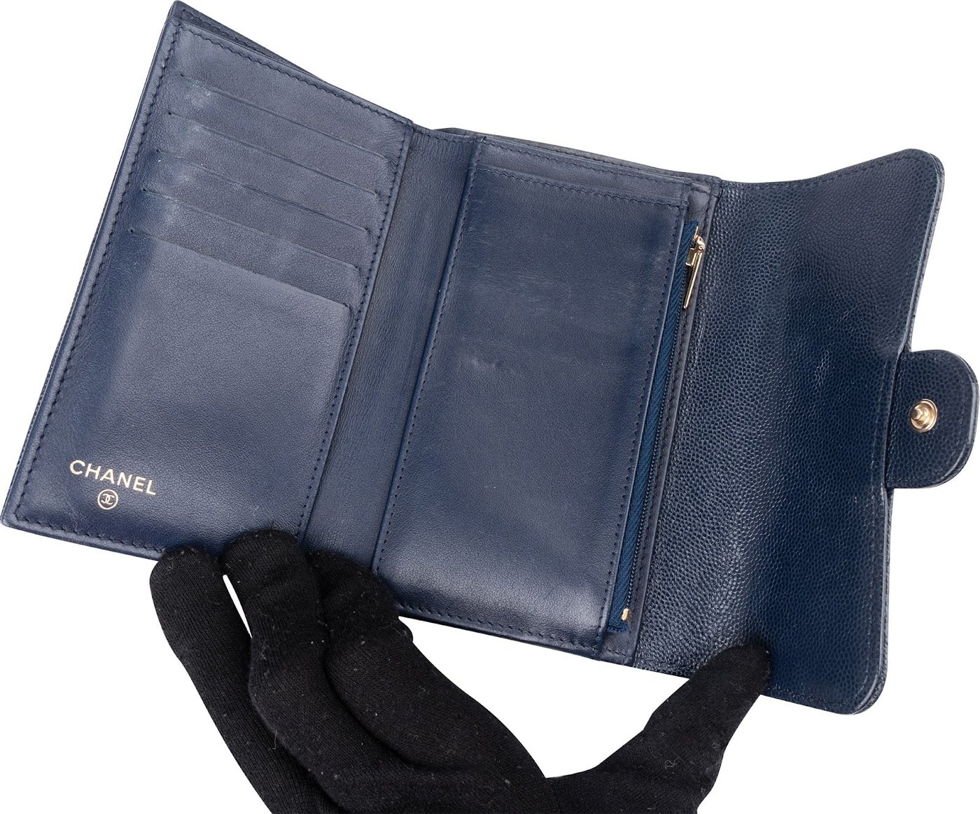 Chanel Quilted Caviar Leather Classic Flap Wallet