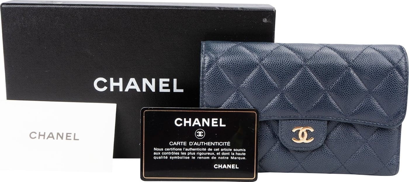 Chanel Quilted Caviar Leather Classic Flap Wallet