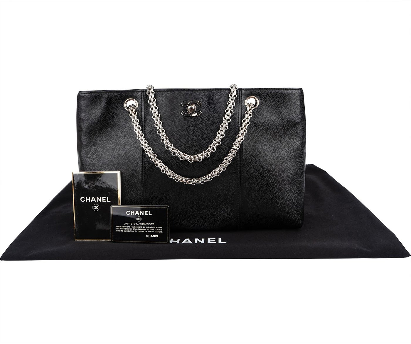 Chanel Caviar Leather Bijoux Chain Tote Shoulder Crossbody Bag