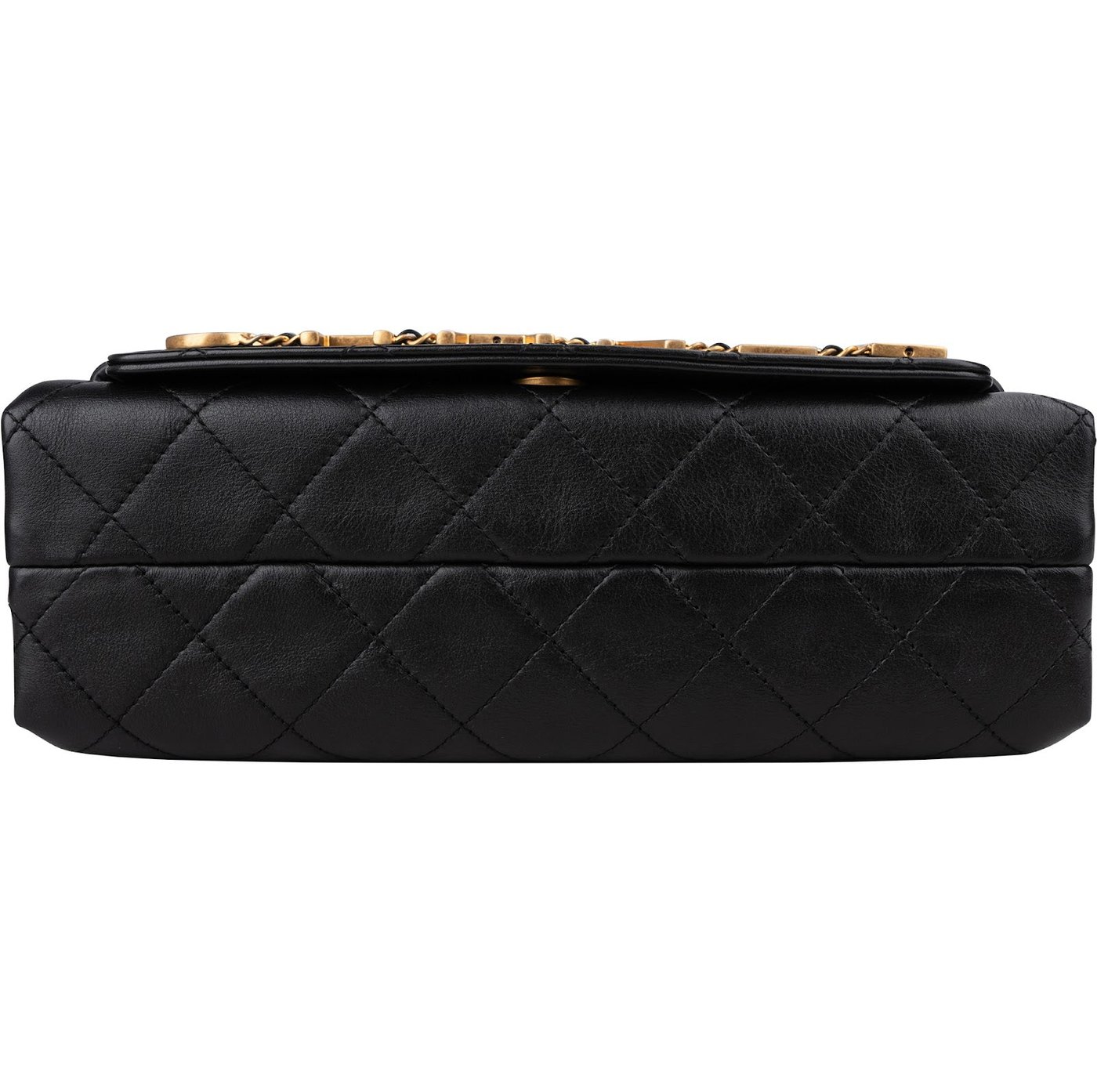 Chanel Quilted Lambskin Chain Spellout Letters Single Flap Crossbody Bag