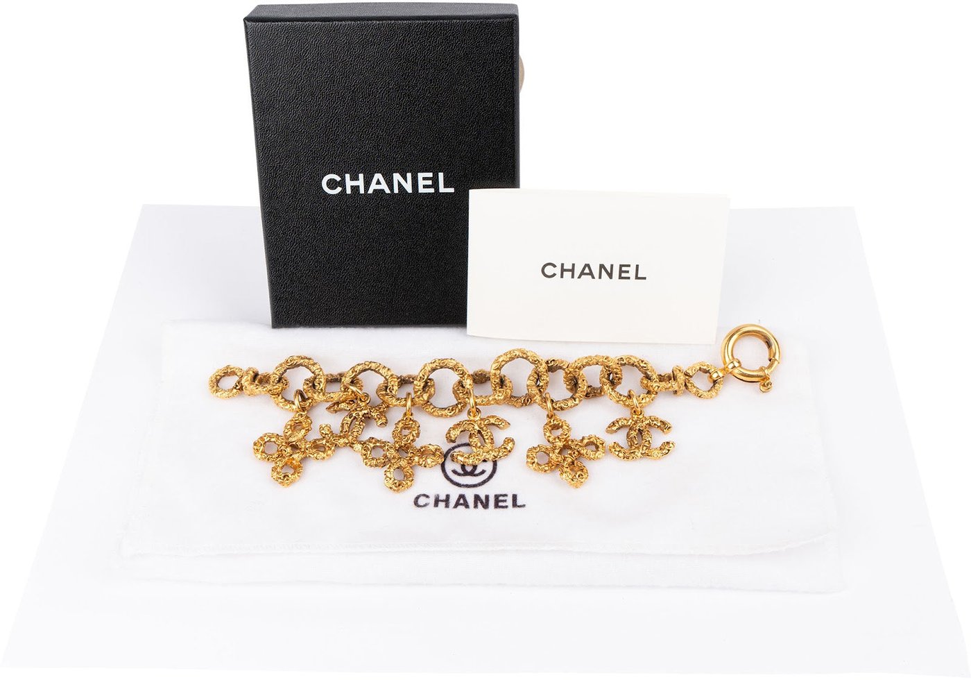 Chanel Golden CC Clover Lava Charm Bracelet 93P