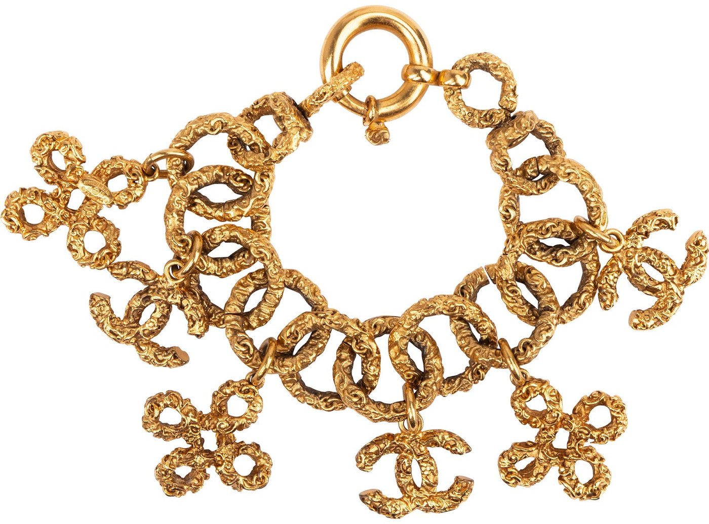 Chanel Golden CC Clover Lava Charm Bracelet 93P