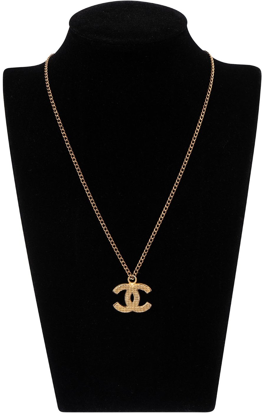 Chanel Textured CC Emblem Pendant Necklace 04C