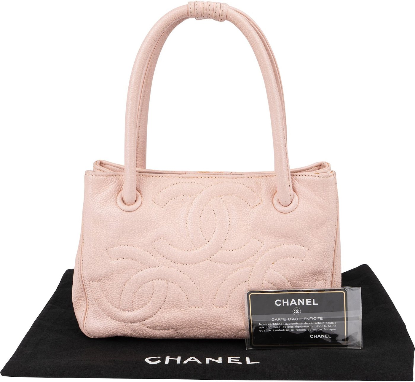 Chanel Caviar Leather Triple CC Small Tote Handbag