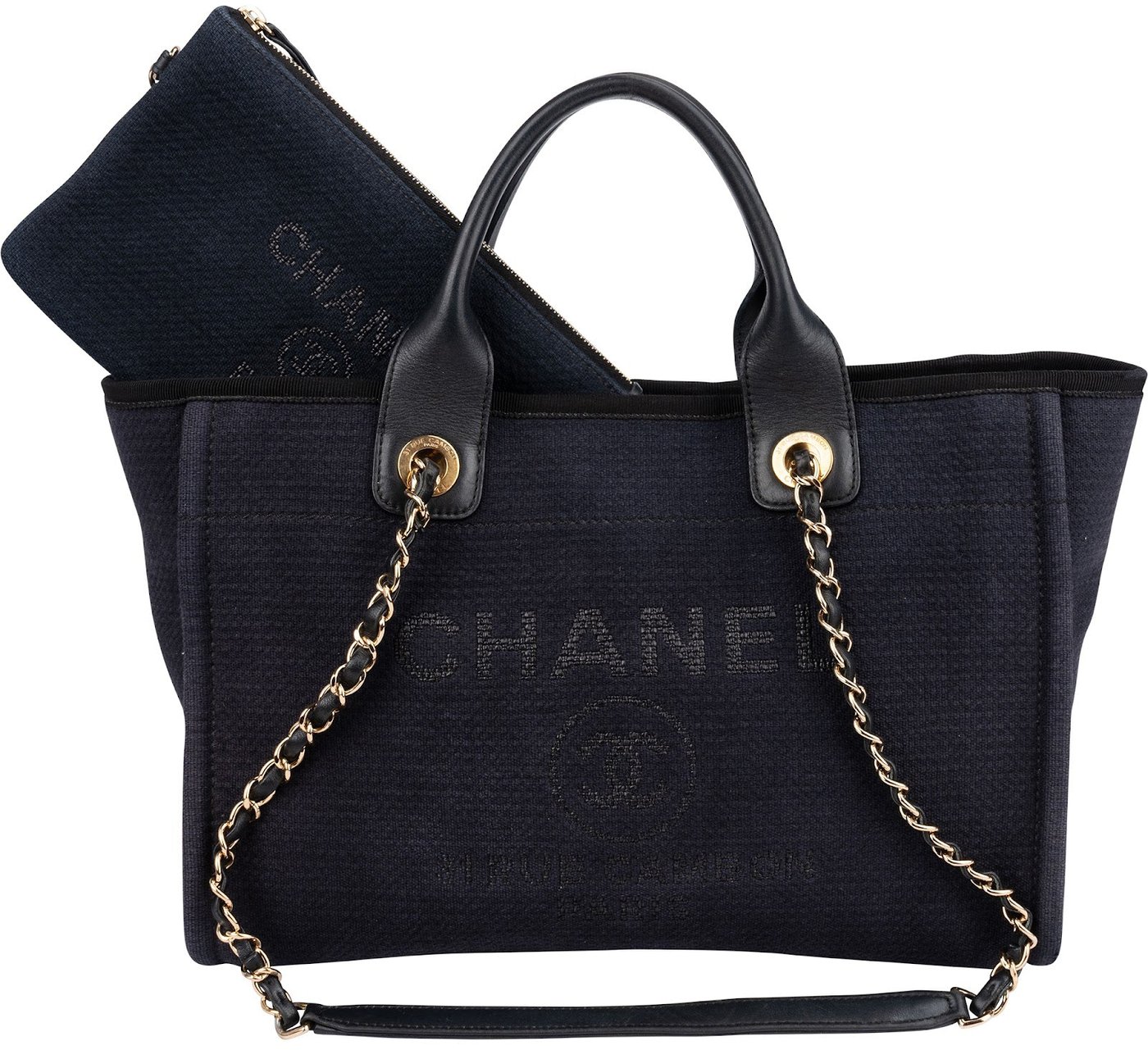 Chanel Canvas Deauville Small Tote Shoulder Bag