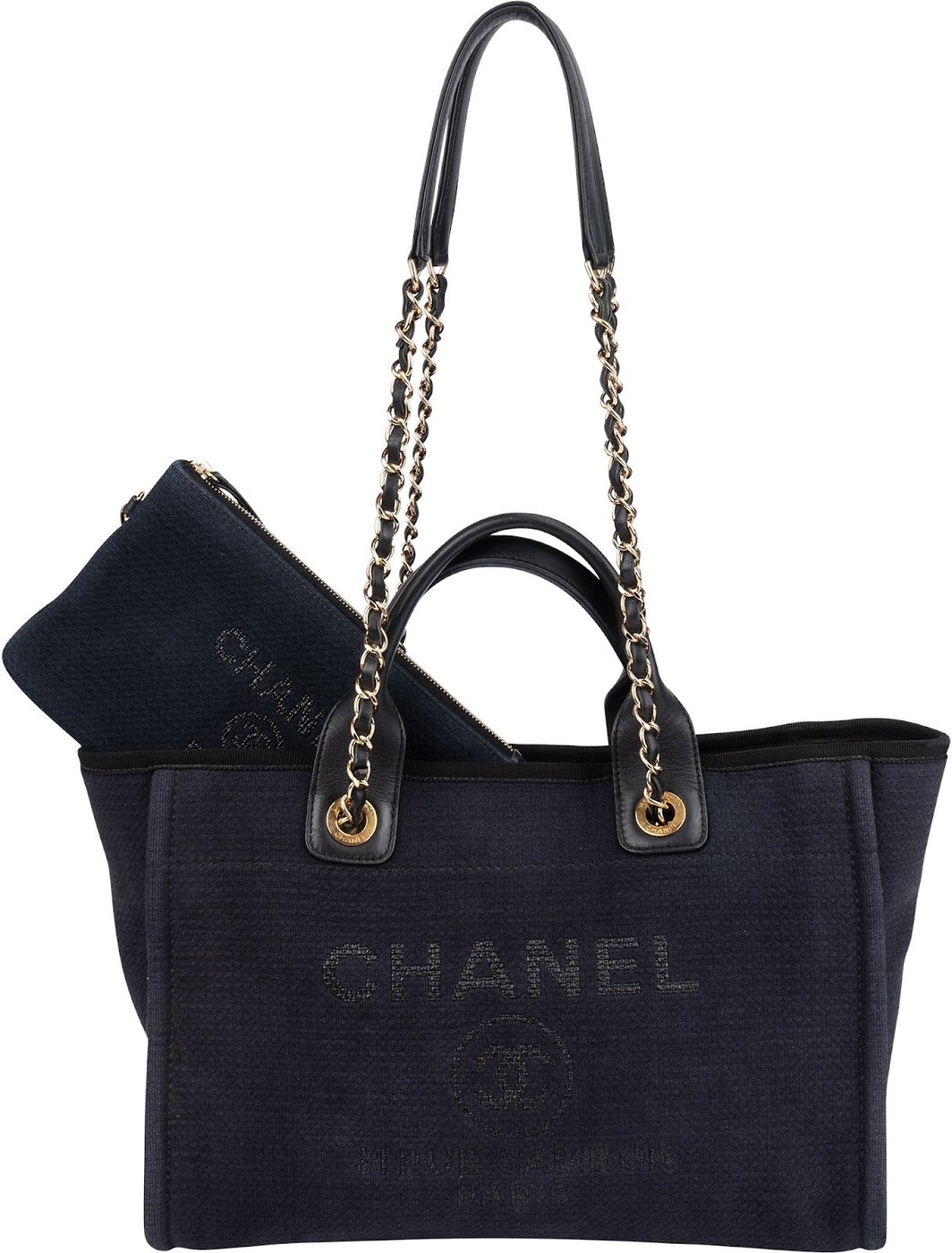 Chanel Canvas Deauville Small Tote Shoulder Bag
