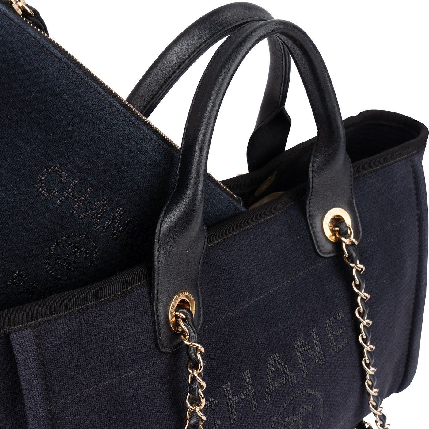 Chanel Canvas Deauville Small Tote Shoulder Bag