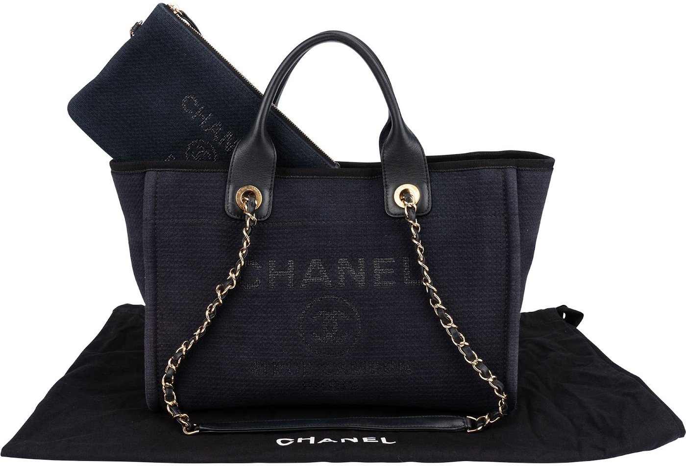 Chanel Canvas Deauville Small Tote Shoulder Bag