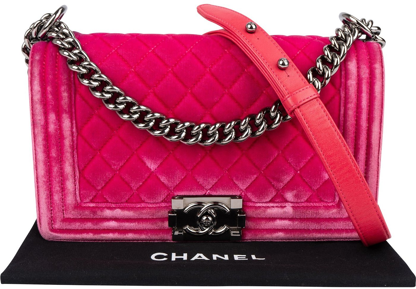 Chanel Quilted Velvet Medium Boy Single Crossbody Bag