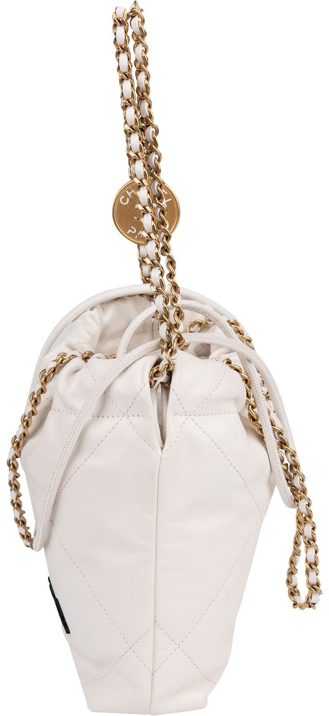 Chanel 22 Quilted Stitched Lambskin Small Drawstring Crossbody Handbag