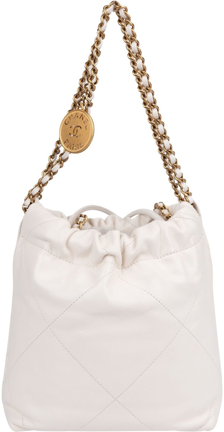 Chanel 22 Quilted Stitched Lambskin Small Drawstring Crossbody Handbag