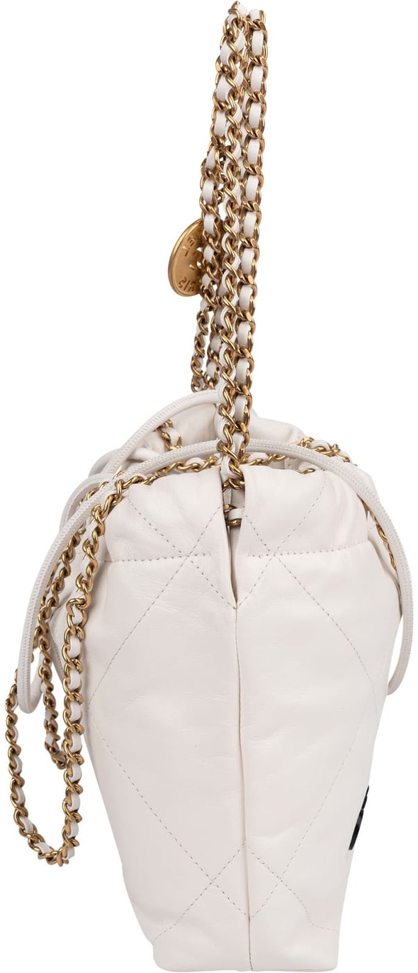 Chanel 22 Quilted Stitched Lambskin Small Drawstring Crossbody Handbag