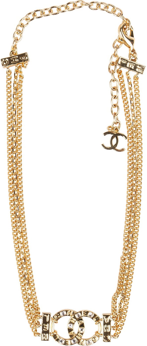 Chanel Crystal CC Triple Strand Necklace