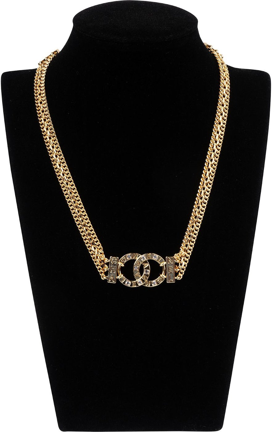 Chanel Crystal CC Triple Strand Necklace