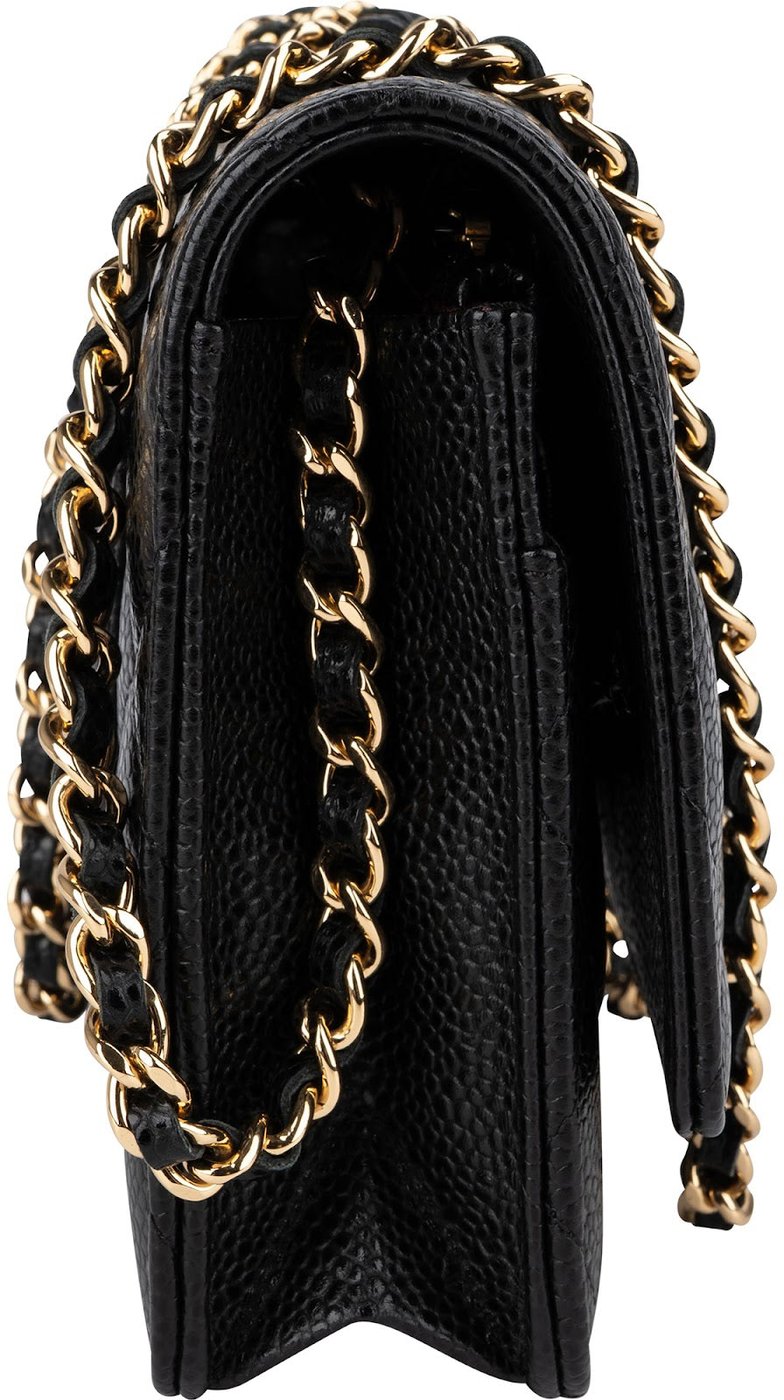 Chanel Quilted Caviar Leather Classic Wallet On Chain Crossbody Bag