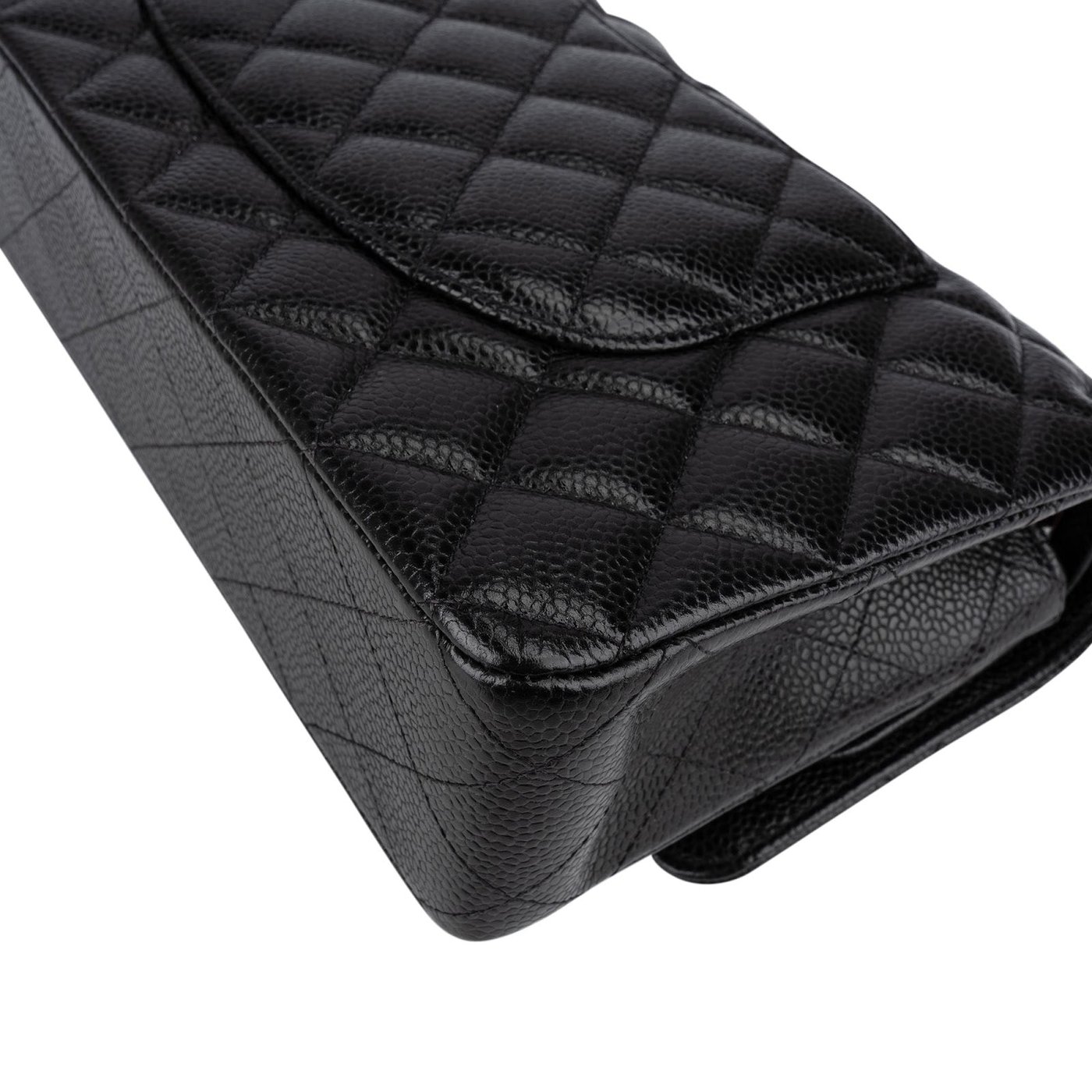 Chanel Quilted Caviar Leather Gold Medium Double Flap Crossbody Bag