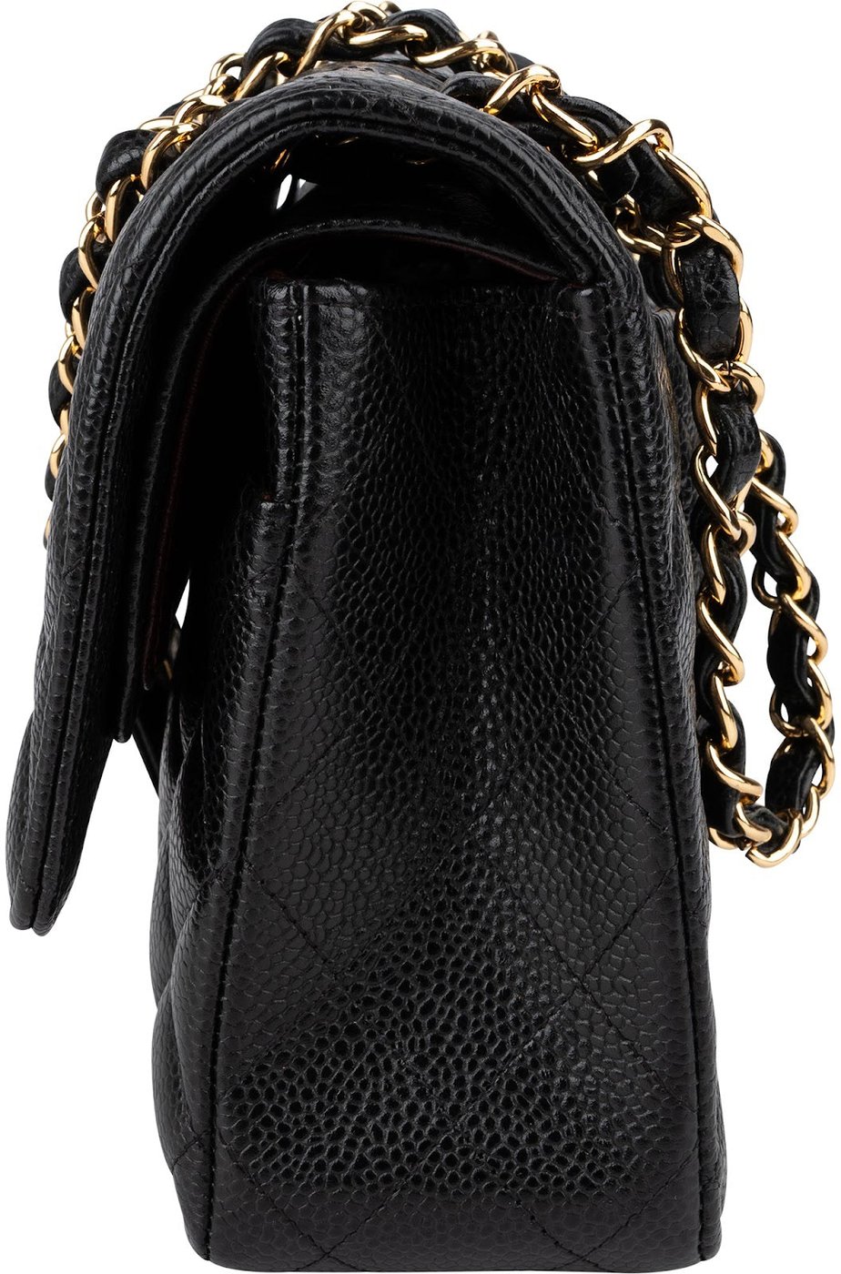 Chanel Quilted Caviar Leather Gold Medium Double Flap Crossbody Bag