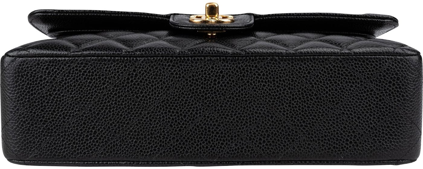 Chanel Quilted Caviar Leather Gold Medium Double Flap Crossbody Bag