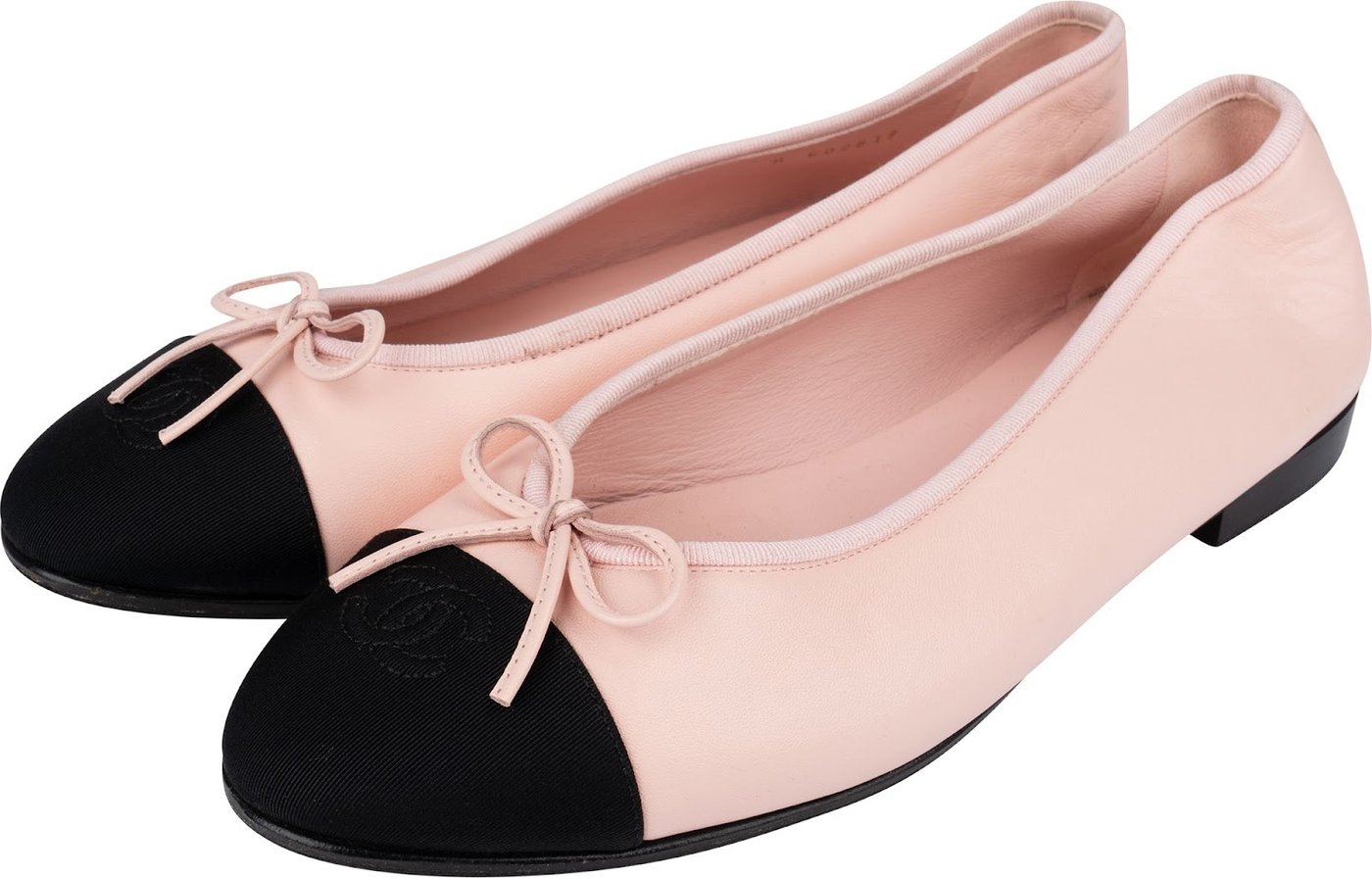 Chanel Pink Lambskin Fabric Cap Toe CC Ballerina Flats (41)