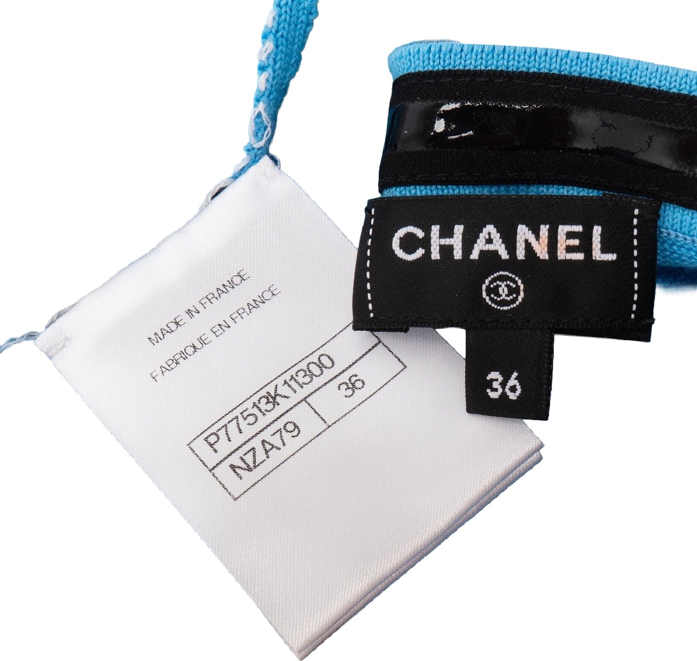 Chanel Blue & Black Striped Cotton Knit Bandeau Short Dress (FR36 / DE34)