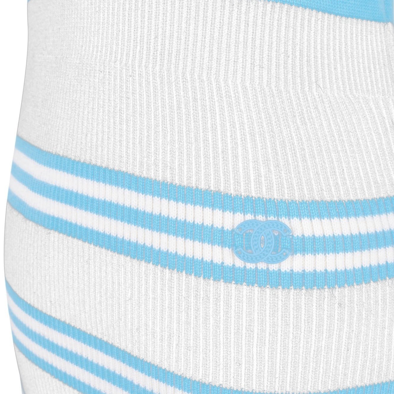 Chanel Blue & Black Striped Cotton Knit Bandeau Short Dress (FR36 / DE34)