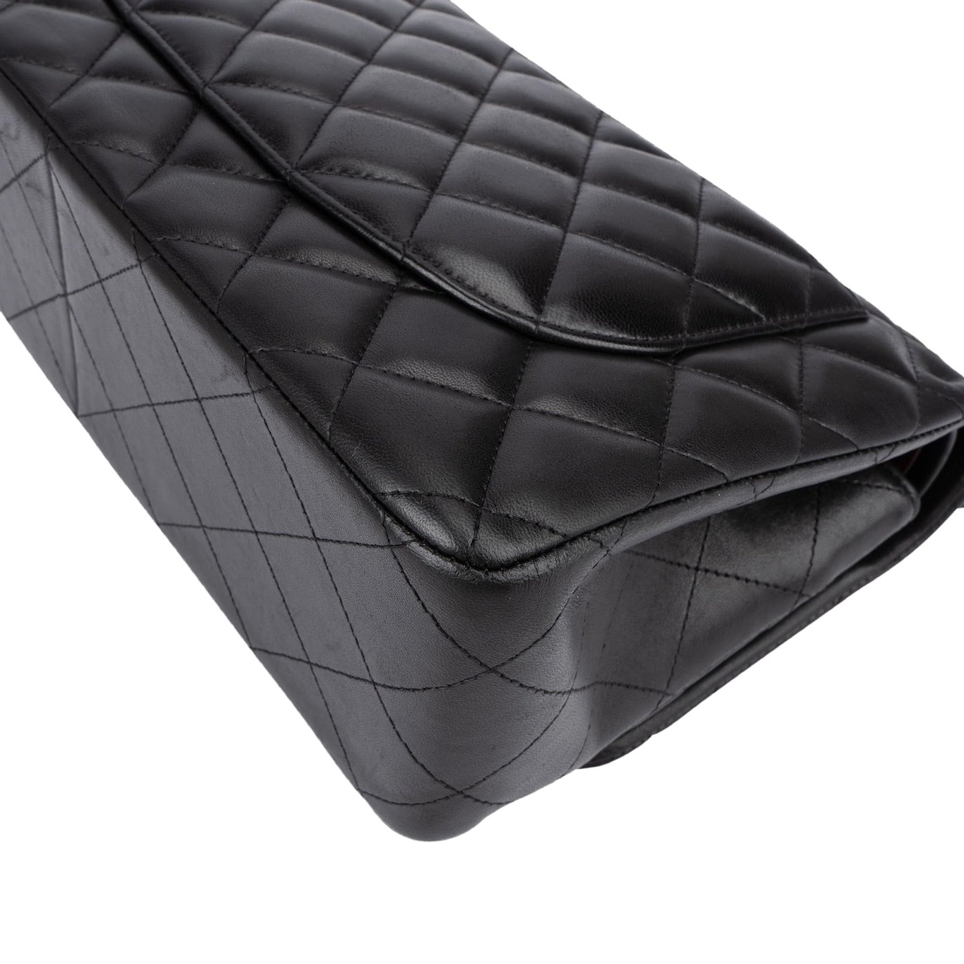 Chanel Quilted Lambskin Palladium Jumbo Double Flap Crossbody Bag