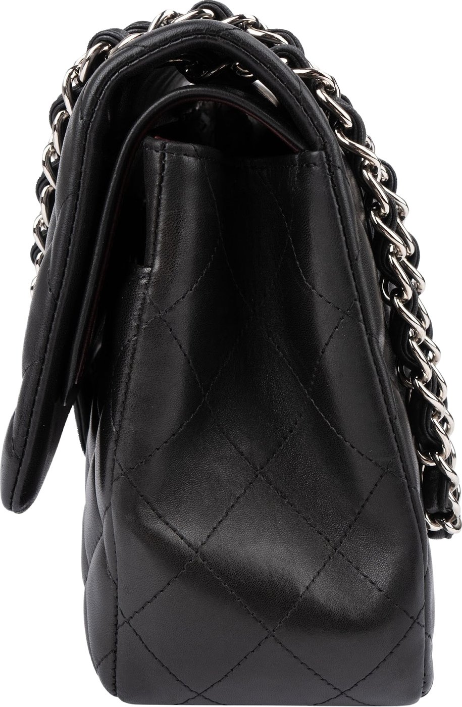 Chanel Quilted Lambskin Palladium Jumbo Double Flap Crossbody Bag