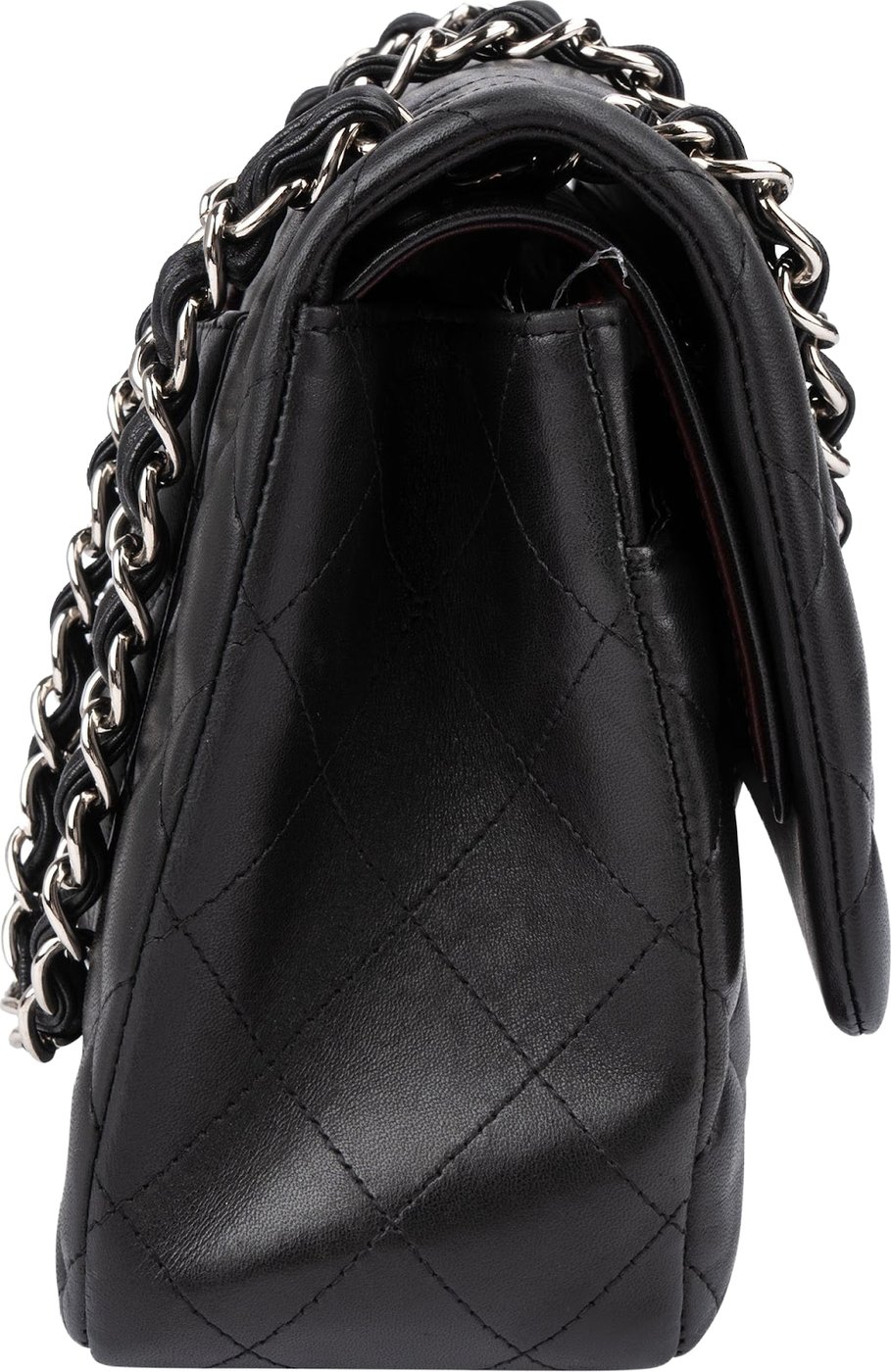 Chanel Quilted Lambskin Palladium Jumbo Double Flap Crossbody Bag