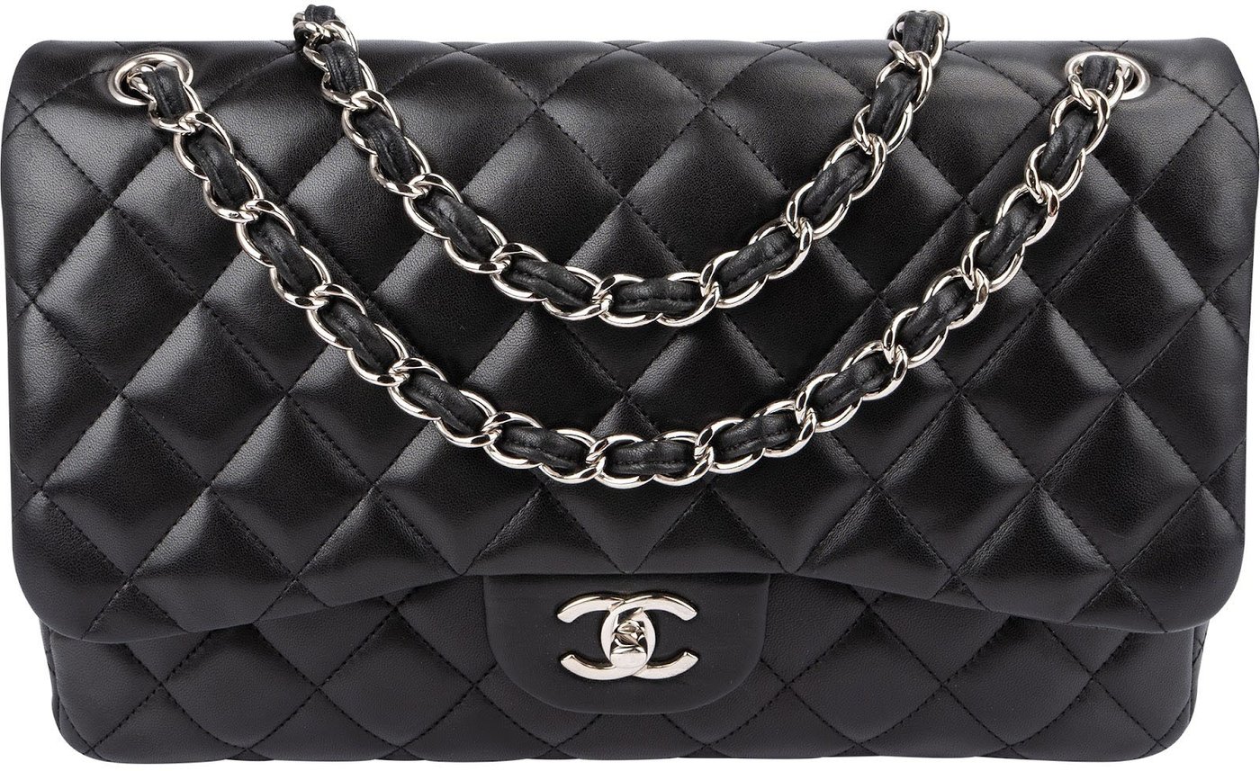 Chanel Quilted Lambskin Palladium Jumbo Double Flap Crossbody Bag