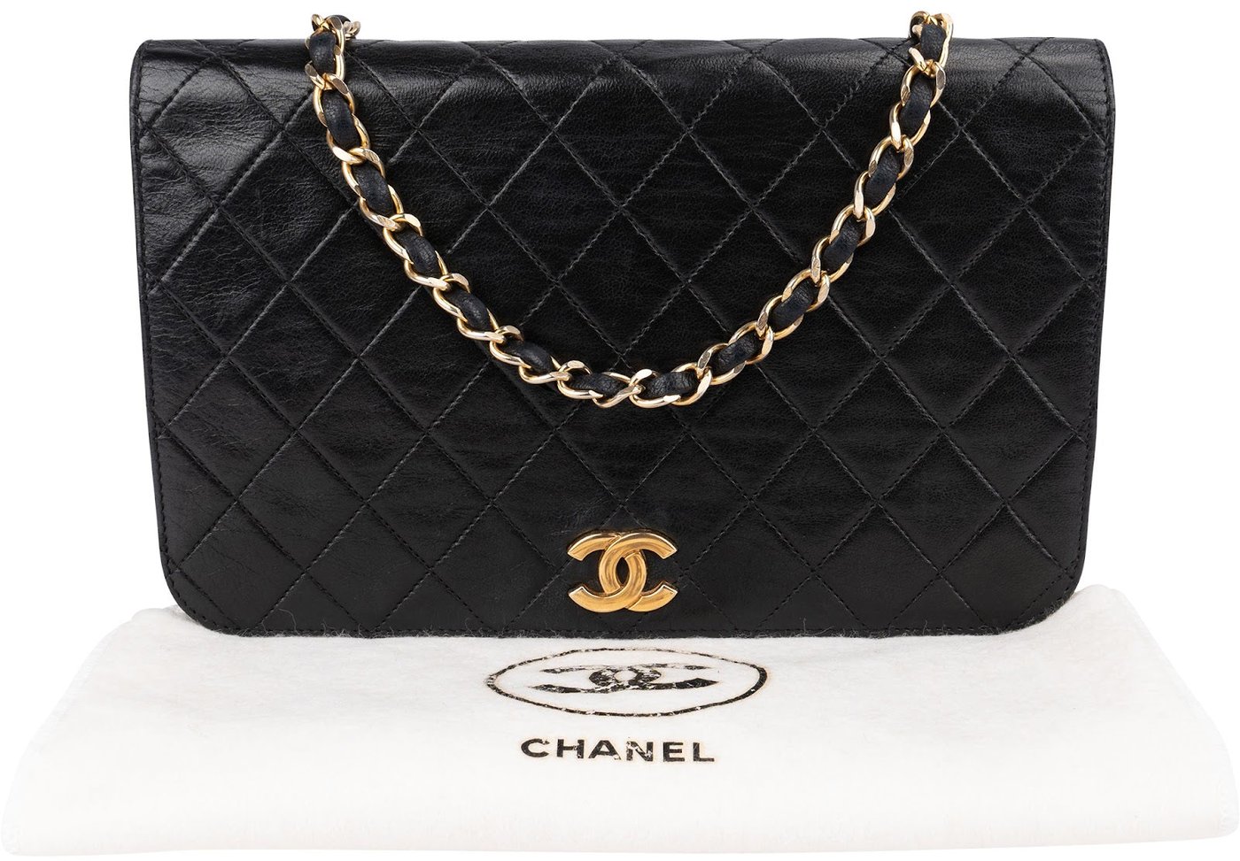 Chanel Quilted Lambskin CC Single Flap Shoulder Bag