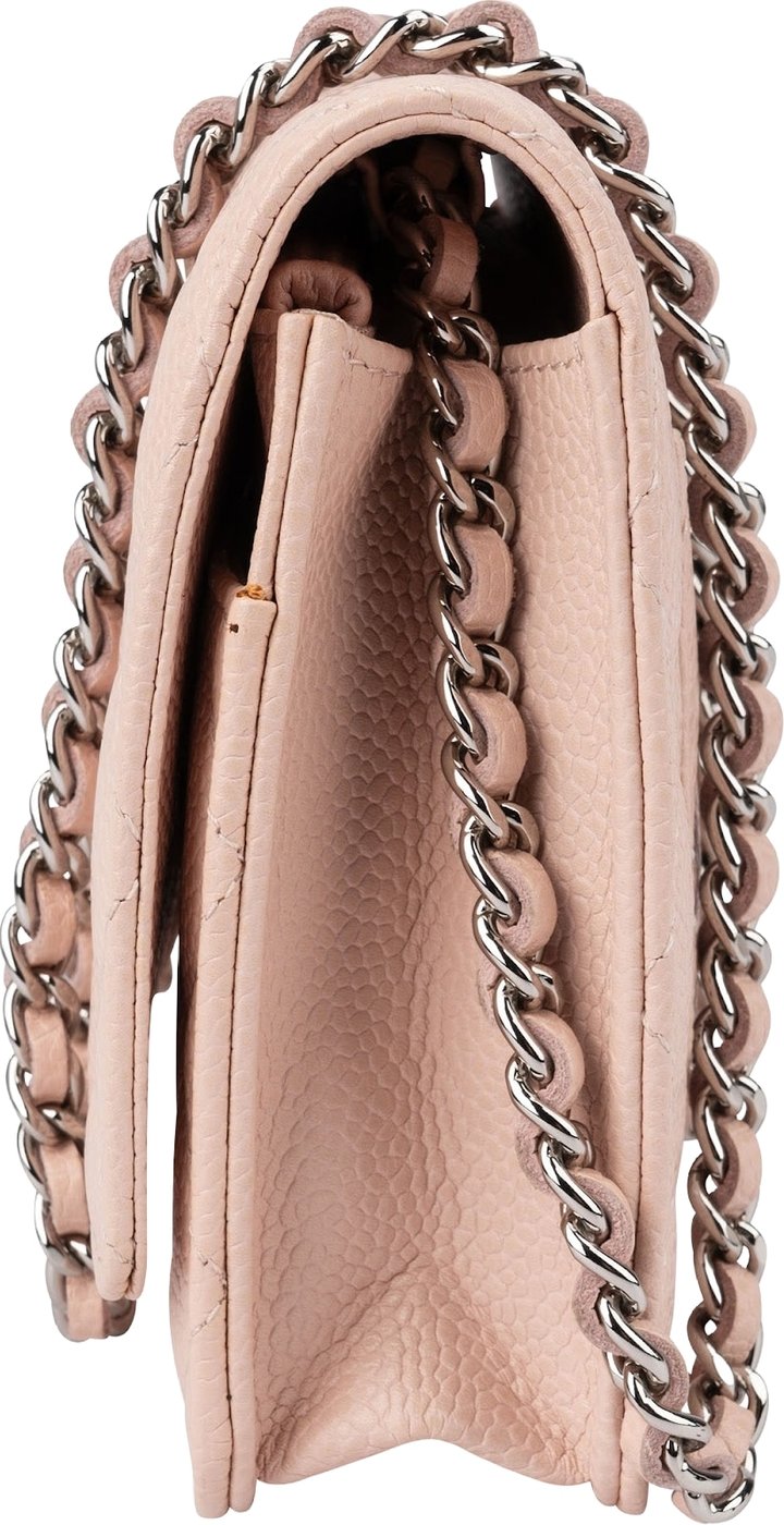 Chanel Quilted Caviar Leather Palladium Wallet On Chain Crossbody Bag