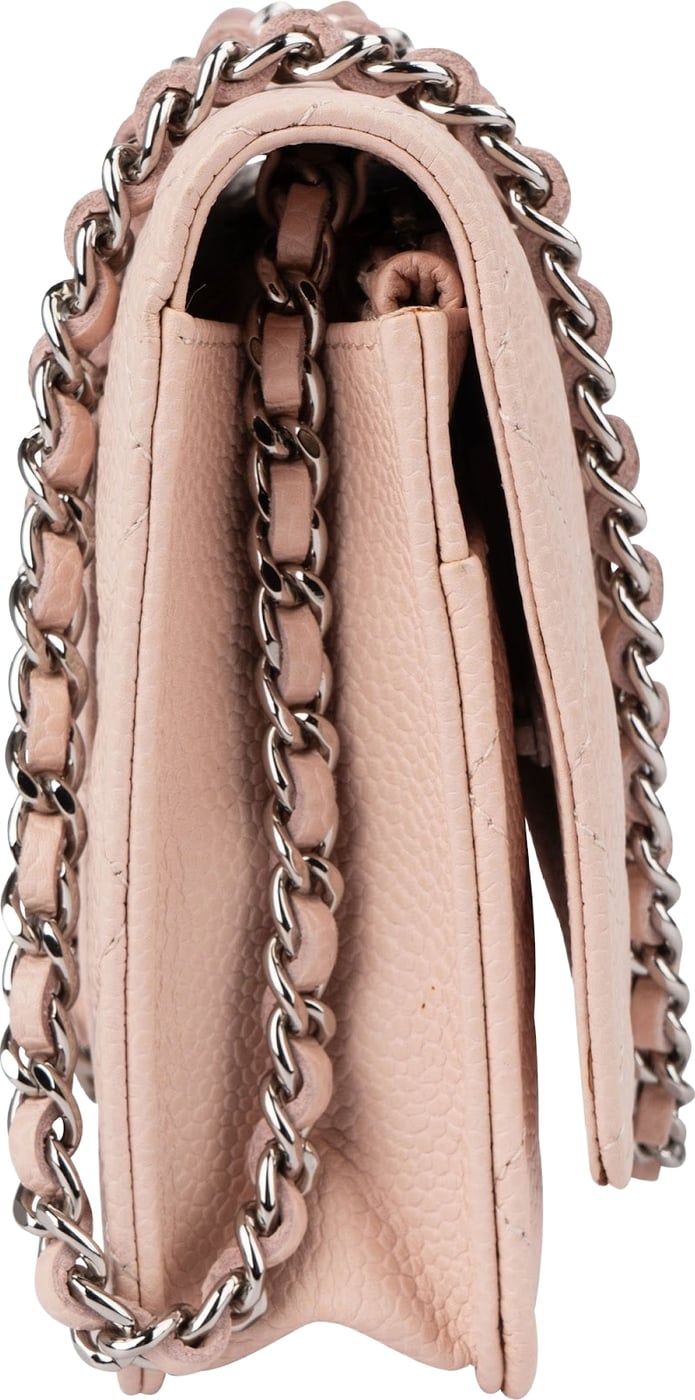 Chanel Quilted Caviar Leather Palladium Wallet On Chain Crossbody Bag