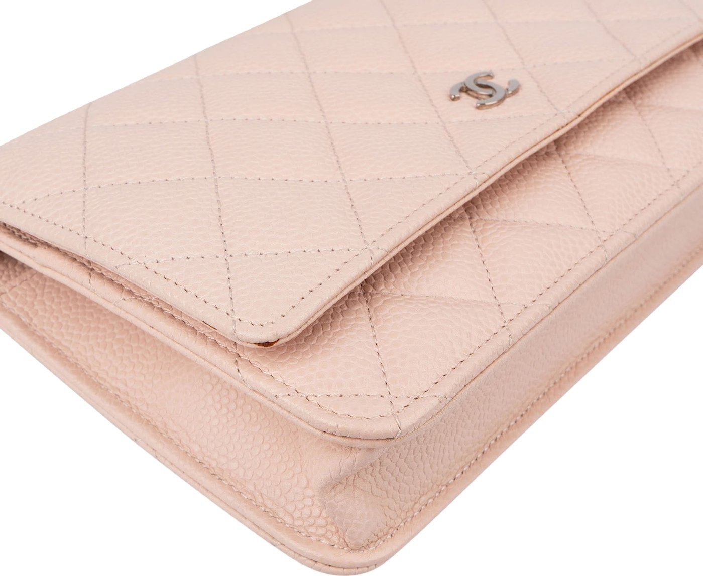 Chanel Quilted Caviar Leather Palladium Wallet On Chain Crossbody Bag