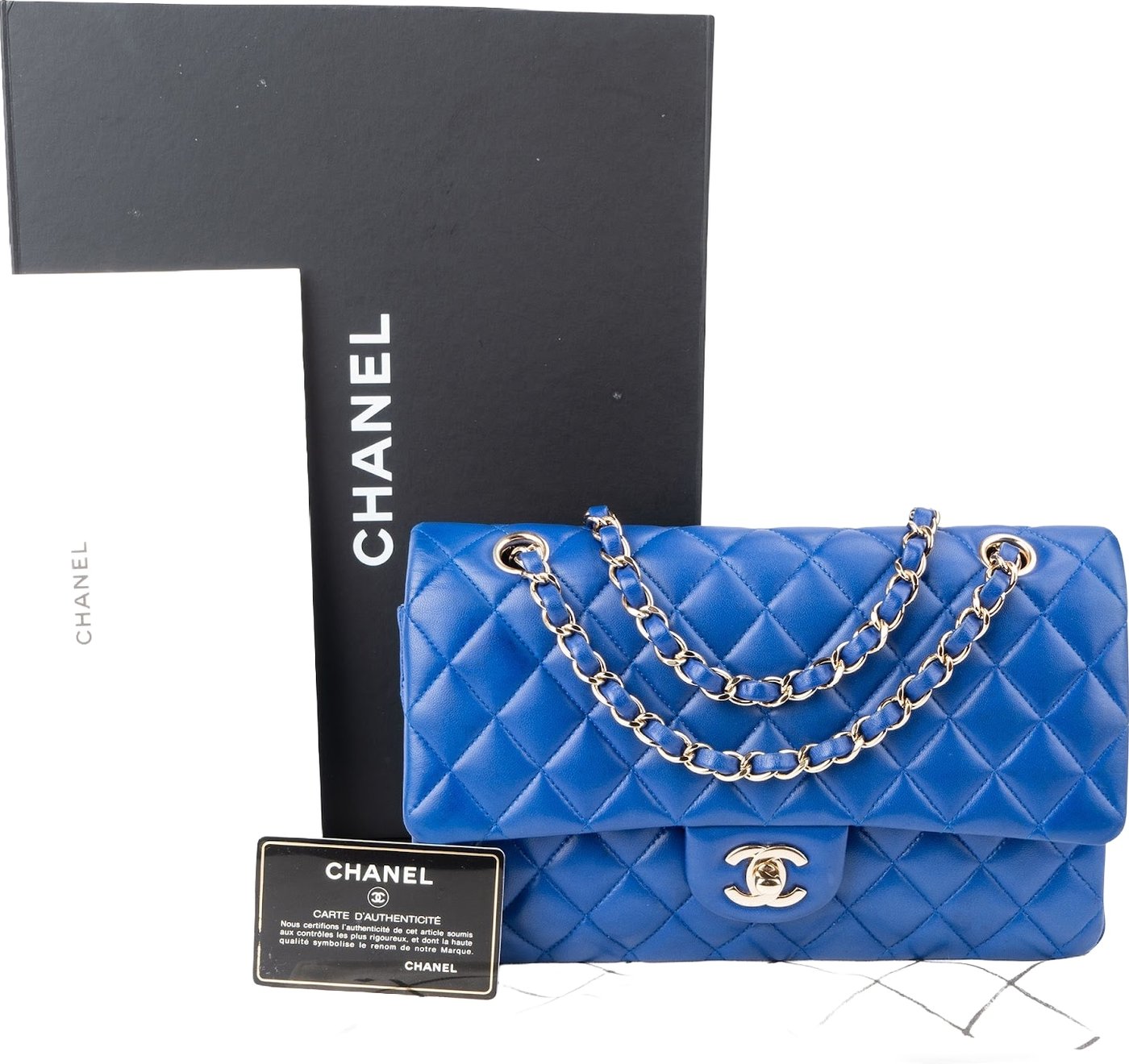 Chanel Bleu Quilted Lambskin Medium Double Flap Shoulder Bag
