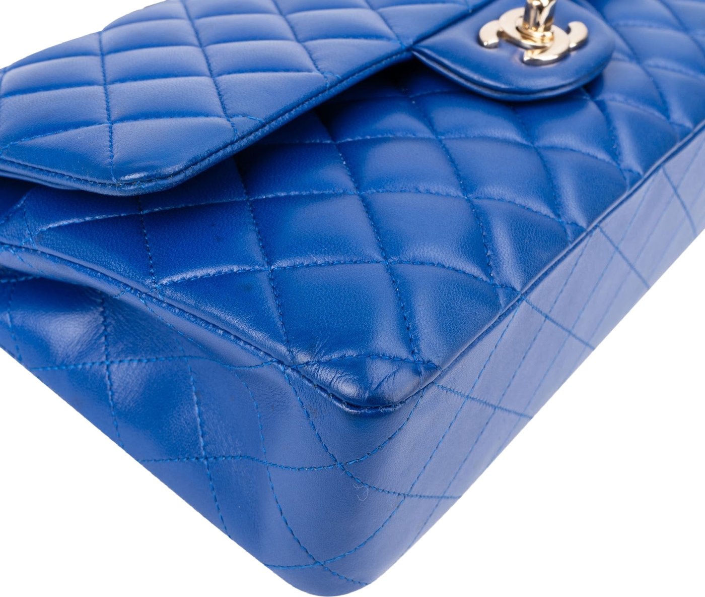 Chanel Bleu Quilted Lambskin Medium Double Flap Shoulder Bag